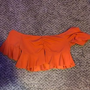 Orange off the shoulder crop top